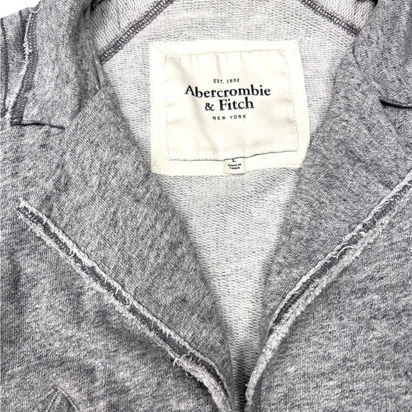 Abercrombie & Fitch Gray Copped Sweatshirt Moto Jacket Large Jersey Knit y2k - Picture 7 of 10